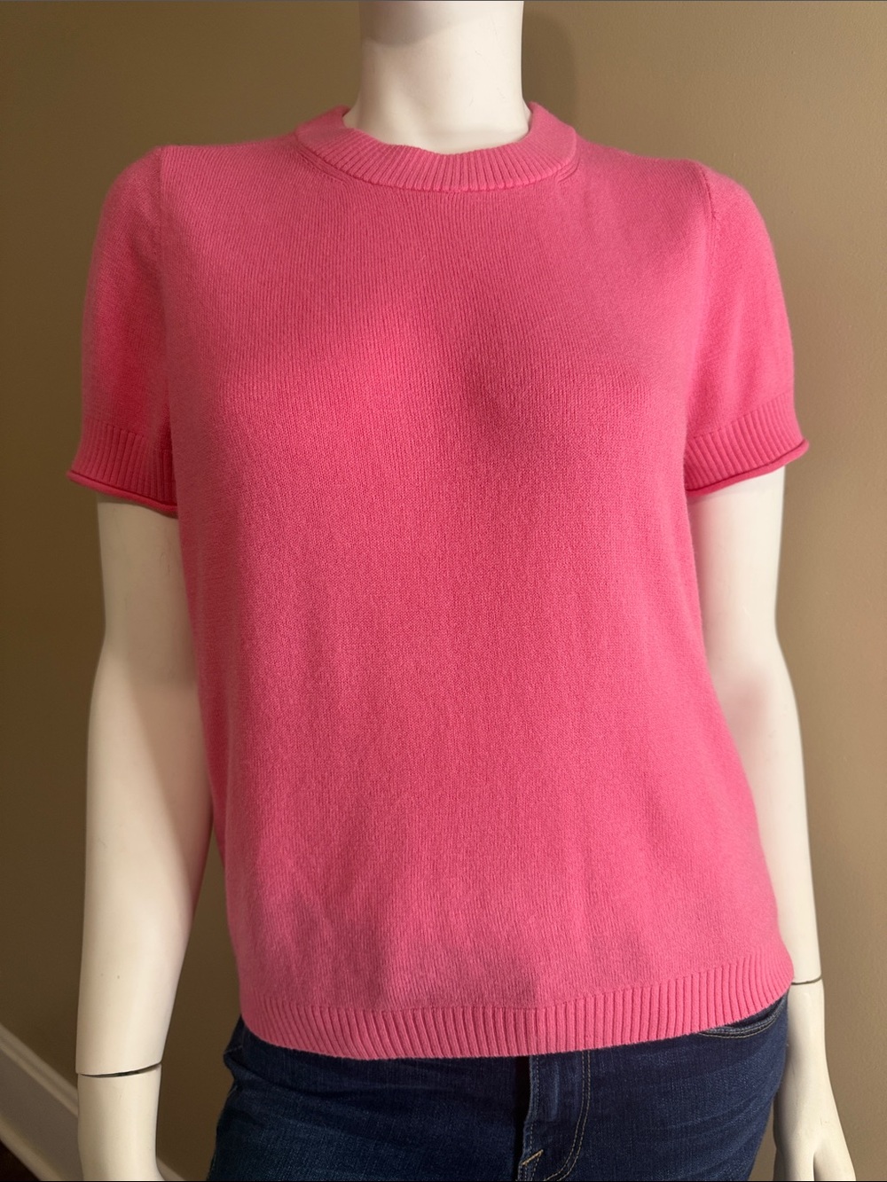 NWT edited Hunter McGrady Bright Pink Short Sleeve Crewneck Sweater